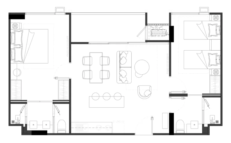 Plano de The GENS: 2 dormitorios Premium Living Center, 71,55 m², amueblado